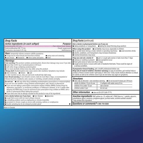 Amazon Basic Care Cold and Flu Relief, Daytime and Nighttime Combo Pack Softgels, Powerful Cold Medicine for Day and Night Multi-Symptom Relief, 48 Count(Pack of 1) in Saudi Arabia