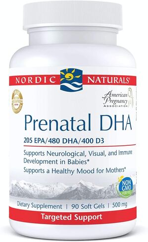 Nordic Naturals Pro Prenatal DHA, Unflavored - 830 mg Omega-3 + 400 IU Vitamin D3-90 Soft Gels - Supports Brain Development in Babies During Pregnancy & Lactation - Non-GMO - 45 Servings in Saudi Arabia