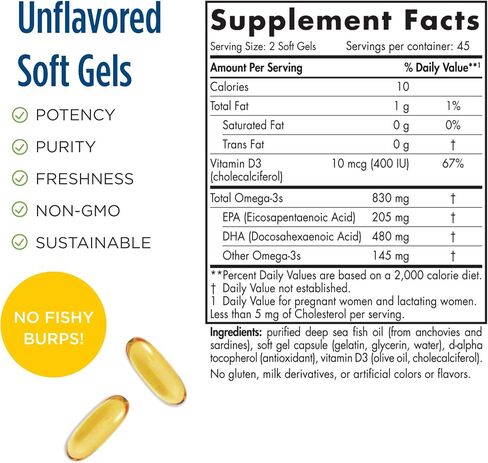 Nordic Naturals Pro Prenatal DHA, Unflavored - 830 mg Omega-3 + 400 IU Vitamin D3-90 Soft Gels - Supports Brain Development in Babies During Pregnancy & Lactation - Non-GMO - 45 Servings in Saudi Arabia
