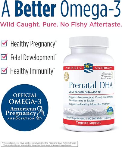Nordic Naturals Pro Prenatal DHA, Unflavored - 830 mg Omega-3 + 400 IU Vitamin D3-90 Soft Gels - Supports Brain Development in Babies During Pregnancy & Lactation - Non-GMO - 45 Servings in Saudi Arabia