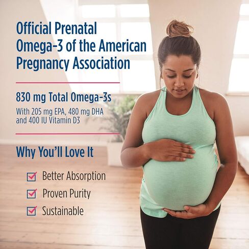 Nordic Naturals Pro Prenatal DHA, Unflavored - 830 mg Omega-3 + 400 IU Vitamin D3-90 Soft Gels - Supports Brain Development in Babies During Pregnancy & Lactation - Non-GMO - 45 Servings in Saudi Arabia