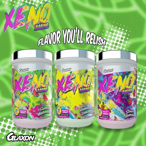 Glaxon Xeno Amino V3 Essential Sequenced Amino Acids – 10g of BCAA & EAA + Hydrating Electrolytes – Muscle Recovery & Joint Support for Men & Women – Great Taste (Gummy Watermelon) in Kuwait