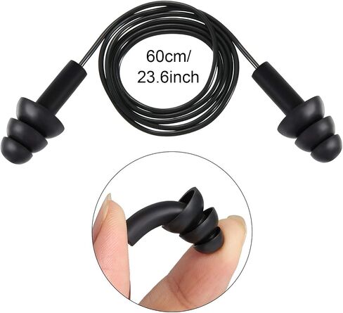 25 Pairs Corded Ear Plugs Silicone Waterproof Ear Plugs with Cords for Sleeping Snoring Swimming Shooting, Reusable Ear Plugs Noise Cancelling and Hearing Protection in Saudi Arabia