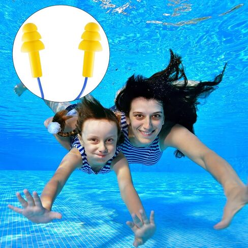 25 Pairs Corded Ear Plugs Silicone Waterproof Ear Plugs with Cords for Sleeping Snoring Swimming Shooting, Reusable Ear Plugs Noise Cancelling and Hearing Protection in Saudi Arabia