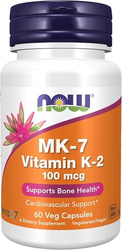 NOW Supplements, MK-7 Vitamin K-2 100 mcg, Cardiovascular Support*, Supports Bone Health*, 60 Veg Capsules in Kuwait