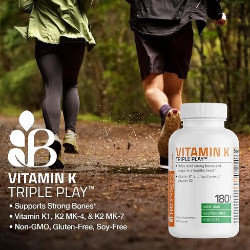 Vitamin K Triple Play (Vitamin K2 MK7 / Vitamin K2 MK4 / Vitamin K1) Full Spectrum Complex Vitamin K Supplement, 180 Capsules in Saudi Arabia