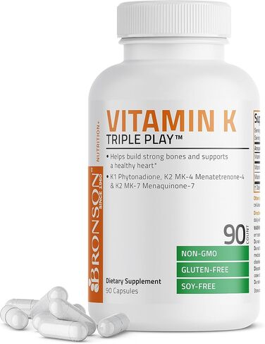 Vitamin K Triple Play (Vitamin K2 MK7 / Vitamin K2 MK4 / Vitamin K1) Full Spectrum Complex Vitamin K Supplement, 180 Capsules in Saudi Arabia