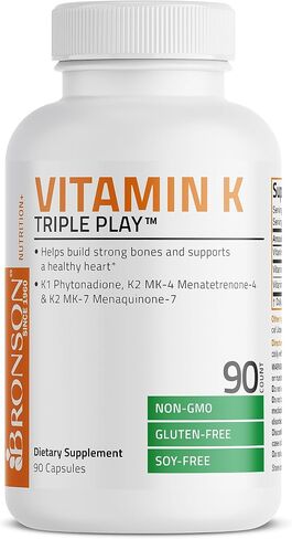 Vitamin K Triple Play (Vitamin K2 MK7 / Vitamin K2 MK4 / Vitamin K1) Full Spectrum Complex Vitamin K Supplement, 180 Capsules in Saudi Arabia
