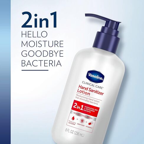 لوشن مطهر لليدين من فازلين كلينيكال كير 2 في 1، 3 قطع للعناية بالبشرة المرطبة، يرطب ويزيل البكتيريا، 8 أونصة in Kuwait