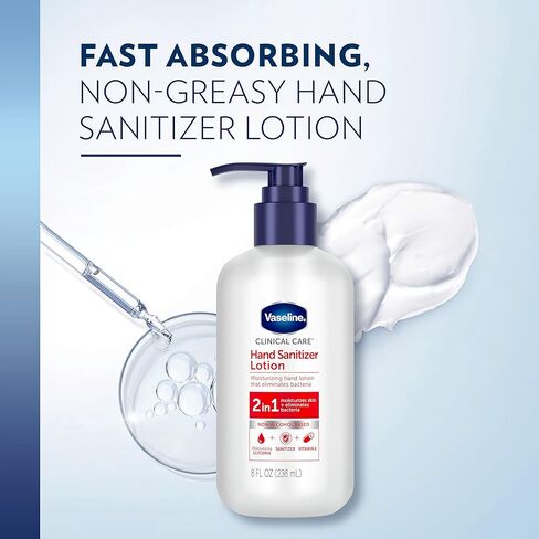 لوشن مطهر لليدين من فازلين كلينيكال كير 2 في 1، 3 قطع للعناية بالبشرة المرطبة، يرطب ويزيل البكتيريا، 8 أونصة in Kuwait
