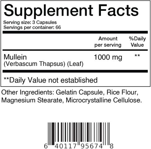 Mullein Leaf 1000 mg Supplement, 200 Count - Support Respiratory & Bronchial Health and Build Natural Immune Function in Kuwait