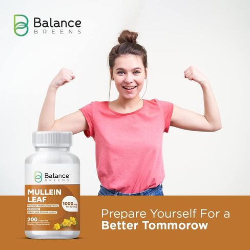 Mullein Leaf 1000 mg Supplement, 200 Count - Support Respiratory & Bronchial Health and Build Natural Immune Function in Kuwait