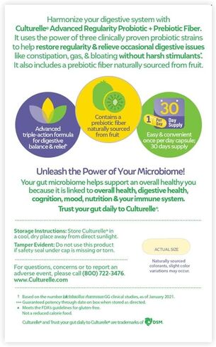 كالتشريل بروبيوتيك + الياف بريبايوتيك المتقدمة الانتظام، تساعد على استعادة الانتظام وتقليل الإمساك العرضي والغازات والانتفاخ*، خالية من الغلوتين وغير معدلة وراثيا، 30 قطعة، متعددة in Kuwait