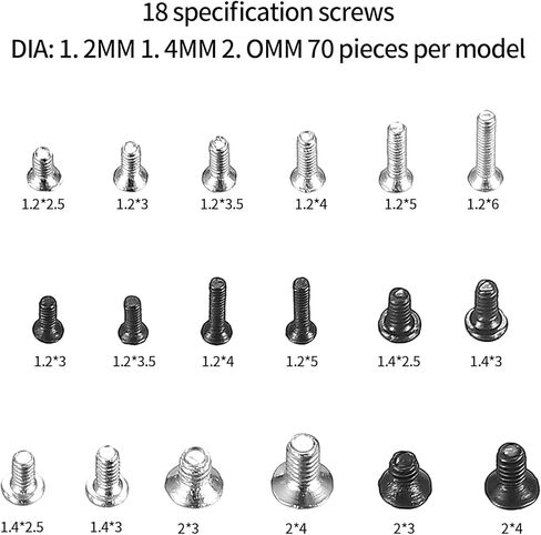 مجموعة براغي إصلاح النظارات الصغيرة، براغي ساعة شمسية صغيرة/صغيرة/صغيرة لإصلاح النظارات والساعات والمجوهرات والنظارات، 1260 قطعة، مع مفك براغي وملاقط in Kuwait