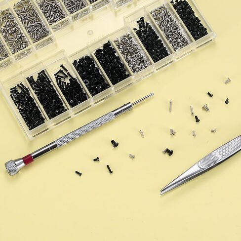 مجموعة براغي إصلاح النظارات الصغيرة، براغي ساعة شمسية صغيرة/صغيرة/صغيرة لإصلاح النظارات والساعات والمجوهرات والنظارات، 1260 قطعة، مع مفك براغي وملاقط in Kuwait