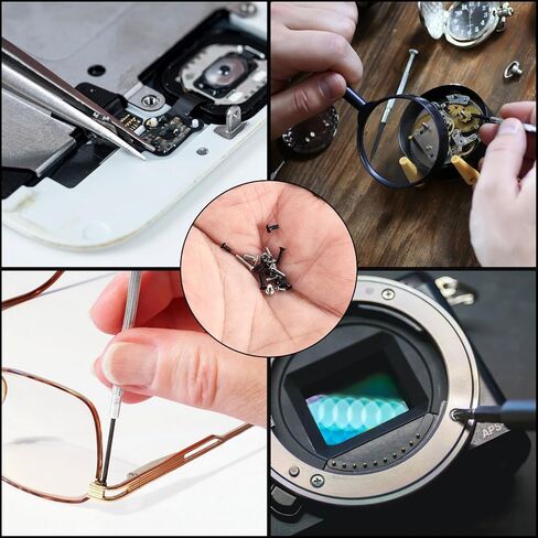 مجموعة براغي إصلاح النظارات الصغيرة، براغي ساعة شمسية صغيرة/صغيرة/صغيرة لإصلاح النظارات والساعات والمجوهرات والنظارات، 1260 قطعة، مع مفك براغي وملاقط in Kuwait