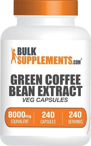 BULKSUPPLEMENTS.COM Green Coffee Bean Extract Capsules - Green Coffee Bean Supplements, Green Coffee Bean Capsules - Green Coffee Bean 8000mg, Vegan - 1 Capsule per Serving, 240 Veg Capsules in Saudi Arabia