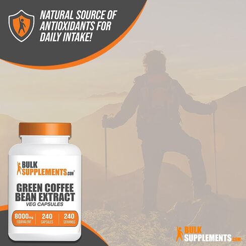 BULKSUPPLEMENTS.COM Green Coffee Bean Extract Capsules - Green Coffee Bean Supplements, Green Coffee Bean Capsules - Green Coffee Bean 8000mg, Vegan - 1 Capsule per Serving, 240 Veg Capsules in Saudi Arabia