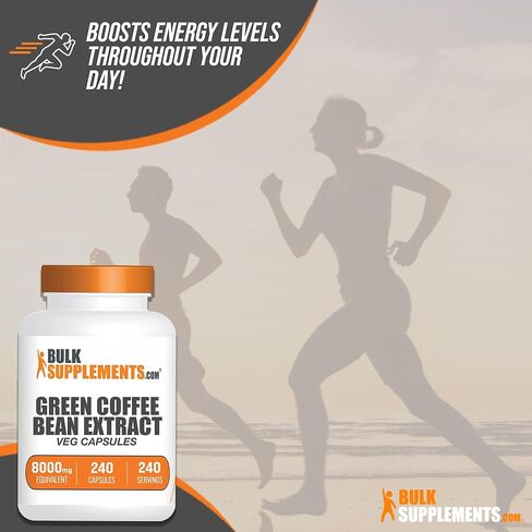 BULKSUPPLEMENTS.COM Green Coffee Bean Extract Capsules - Green Coffee Bean Supplements, Green Coffee Bean Capsules - Green Coffee Bean 8000mg, Vegan - 1 Capsule per Serving, 240 Veg Capsules in Saudi Arabia
