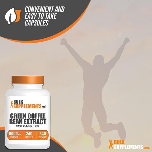 BULKSUPPLEMENTS.COM Green Coffee Bean Extract Capsules - Green Coffee Bean Supplements, Green Coffee Bean Capsules - Green Coffee Bean 8000mg, Vegan - 1 Capsule per Serving, 240 Veg Capsules in Saudi Arabia