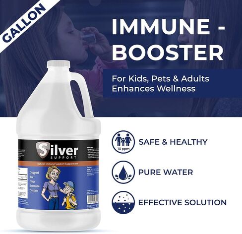 Nano Ionic Silver Technology (1 gallon) with Cutting-Edge 10 ppm - Liquid Immune Booster for Kids, Pets & Adults Enhances Wellness in Kuwait