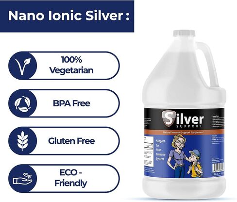 Nano Ionic Silver Technology (1 gallon) with Cutting-Edge 10 ppm - Liquid Immune Booster for Kids, Pets & Adults Enhances Wellness in Kuwait