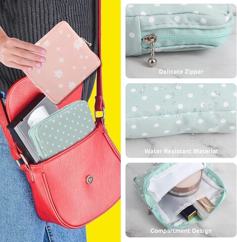 3Pcs Period Bag, Sanitary Pad Storage Bag Samll Period Pouch for Purse Cute Menstrual Period Bag Tampon Pad Holder for Purse, Tampon Organizer Pouch, Feminine Care Period Bags for Teen Girls School in Kuwait