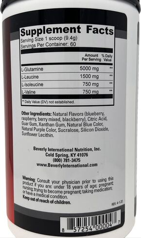 بيفرلي انترناشونال جلوتامين سيليكت، 60 حصة. تركيبة L-Glutamine والأحماض الأمينية ذات الجرعات السريرية للعضلات الخالية من الدهون والتعافي. مسحوق خالي من السكر. BCAA. in Kuwait