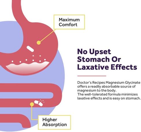 Doctor's Recipes Magnesium Glycinate for Men & Women, 100mg Elemental Mag, 90 Caps, Amino Acid Chelated, High Absorption, Easy on Stomach, Calm, Bone, Muscle, Heart, Energy, Nerve, Sleep, No Gluten in Saudi Arabia