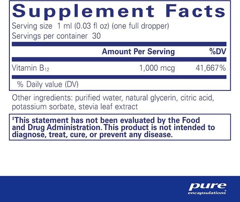 Pure Encapsulations B12 Liquid | 1,000 mcg Vitamin B12 (Methylcobalamin) Supplement to Support Nerves, Immune Health, Energy, and Cognitive Function* | 1 fl. oz. in Saudi Arabia