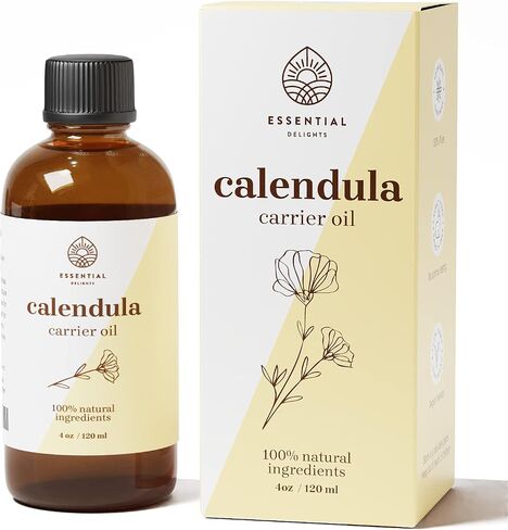 Calendula Oil - Premium Carrier Oil | Nourishing for Skin, Face, Body, Hair Revitalization | Hydrating, Vegan & Cruelty-Free, 1 Fl Oz in Kuwait