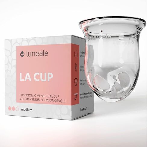 La Cup Luneale - Reusable Stemless Menstrual Cup - Patented Ergonomic Design Created in Collaboration with Midwives - 100% Medical Silicone - 3 Sizes depending on Flow (M - Medium to Heavy Flow) in Kuwait