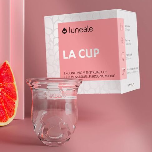La Cup Luneale - Reusable Stemless Menstrual Cup - Patented Ergonomic Design Created in Collaboration with Midwives - 100% Medical Silicone - 3 Sizes depending on Flow (M - Medium to Heavy Flow) in Kuwait