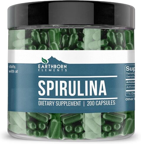 Earthborn Elements Spirulina 200 Capsules, Pure & Undiluted, No Additives in Saudi Arabia