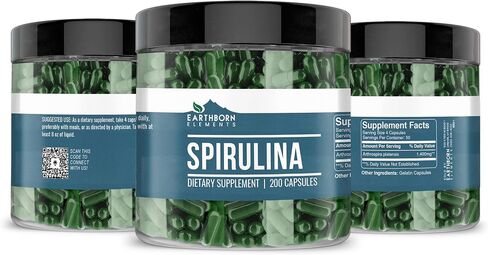 Earthborn Elements Spirulina 200 Capsules, Pure & Undiluted, No Additives in Saudi Arabia