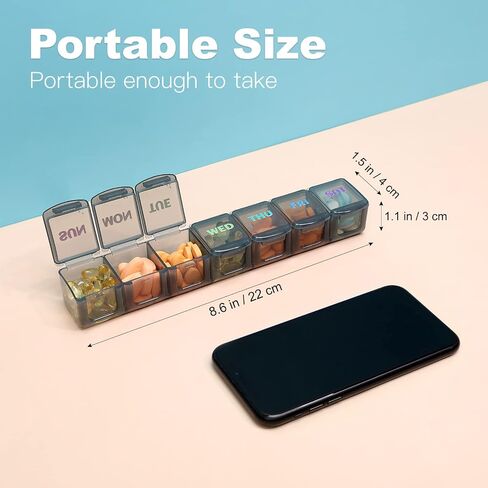 Weekly Organizer 2Pack Large Travel 7 Day Medicine Organizer for Daily Pills Fish Oil or Supplements Clear Personal Easy to Clean Durable Box (Blue+Green) in Saudi Arabia