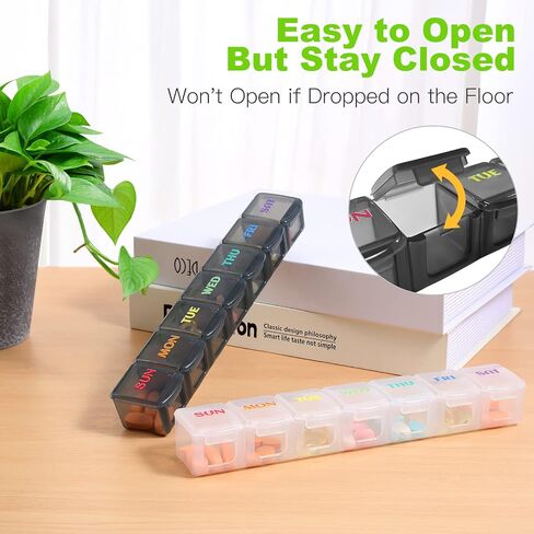 Weekly Organizer 2Pack Large Travel 7 Day Medicine Organizer for Daily Pills Fish Oil or Supplements Clear Personal Easy to Clean Durable Box (Blue+Green) in Saudi Arabia