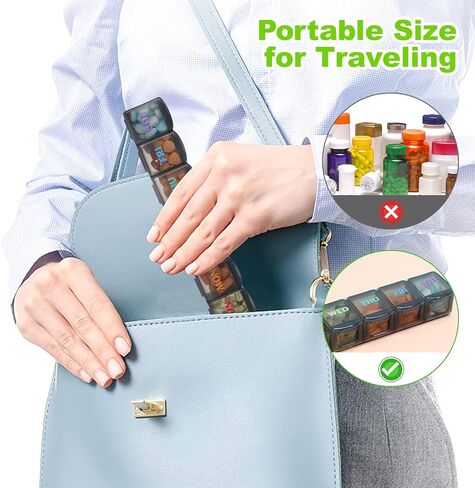 Weekly Organizer 2Pack Large Travel 7 Day Medicine Organizer for Daily Pills Fish Oil or Supplements Clear Personal Easy to Clean Durable Box (Blue+Green) in Saudi Arabia