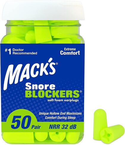 Mack’s Snore Blockers Soft Foam Earplugs, 50 Pair – 32 dB High NRR – Comfortable Ear Plugs for Sleeping, Snoring, Loud Noise and Travel in Kuwait