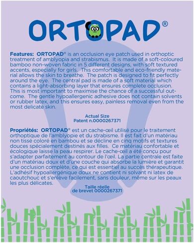 Ortopad® Soft Bamboo Girls Eye Patches, 50/Box (Regular Size, 4+ yrs) Textured Accents in Kuwait