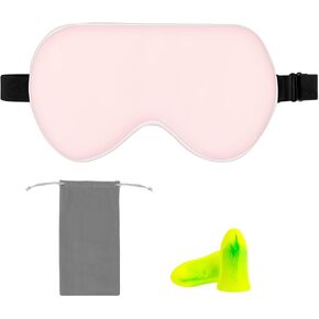 Amazon Basics Genuine Natural Mulberry Silk Curved Sleep Eye Mask with Adjustable Strap, One Size, Black in Kuwait