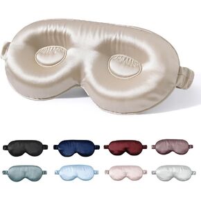 ZIMASILK Adjustable Pure Mulberry Silk Sleep Mask, 3D Contoured Cup Eye Mask for Sleeping, Super Soft Breathable Blindfold, Perfect Blocks Light for Sleeping. (Beige)