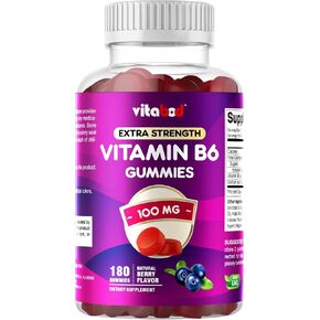 فيتابود فيتامين ب6 بقوة إضافية 100 مجم - 180 علكة - يدعم استقلاب الطاقة وصحة الجهاز العصبي in Kuwait