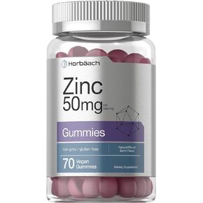 Zinc 50mg Gummies | 70 Count | Natural Mixed Berry Flavor | Vegan, Non-GMO and Gluten Free Formula | Zinc Citrate Dietary Supplement | by Horbaach in Saudi Arabia
