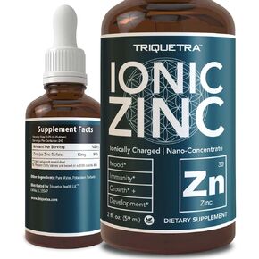 Ionic Liquid Zinc - 8 Month Supply, Adjustable Doses for Entire Family - Zinc Sulfate Form, Vegan, Glass Bottle - Immunity, Brain, Thyroid Support - Best Absorption of Zinc Supplements (2 oz.) in Saudi Arabia