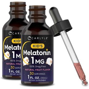 Kids Melatonin Liquid | 1 fl oz | Two Pack | Natural Fruit Flavor | Drug Free | by Carlyle in Kuwait