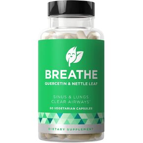Breathe Inhaler Support Supplement – Sinus, Lungs, Open & Clear Airways – Seasonal Nasal Health, Bronchial Wellness, Healthy Chest – Quercetin, Vitamin D, Bromelain Pills – 60 Vegetarian Soft Capsules