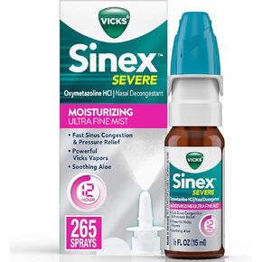 Vicks Sinex SEVERE Nasal Spray, Original Ultra Fine Mist, Decongestant Medicine, Relief from Stuffy Nose due to Cold or Allergy, & Nasal Congestion, Sinus Pressure Relief, 265 Sprays in Saudi Arabia