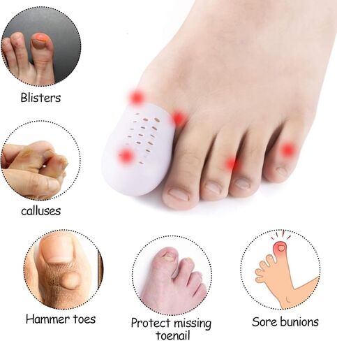 Big Toe Protector, 10PCS Breathable Gel Toe Cap Silicone Toe Cover Sleeves with Holes, Provides Relief from Missing or Ingrown Toenails, Corns, Blisters, Hammer Toes, Reduce Friction in Kuwait