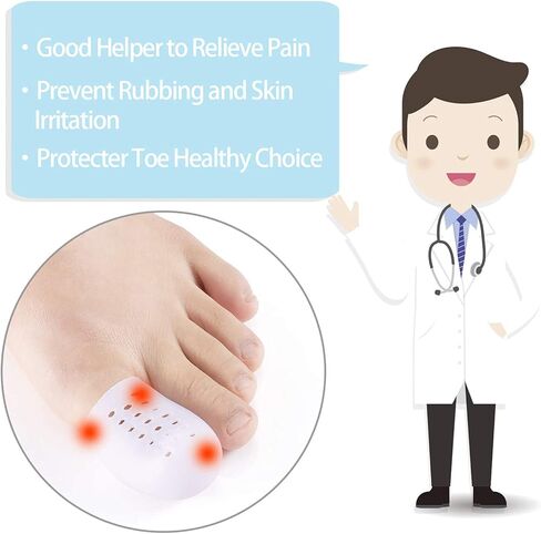 Big Toe Protector, 10PCS Breathable Gel Toe Cap Silicone Toe Cover Sleeves with Holes, Provides Relief from Missing or Ingrown Toenails, Corns, Blisters, Hammer Toes, Reduce Friction in Kuwait
